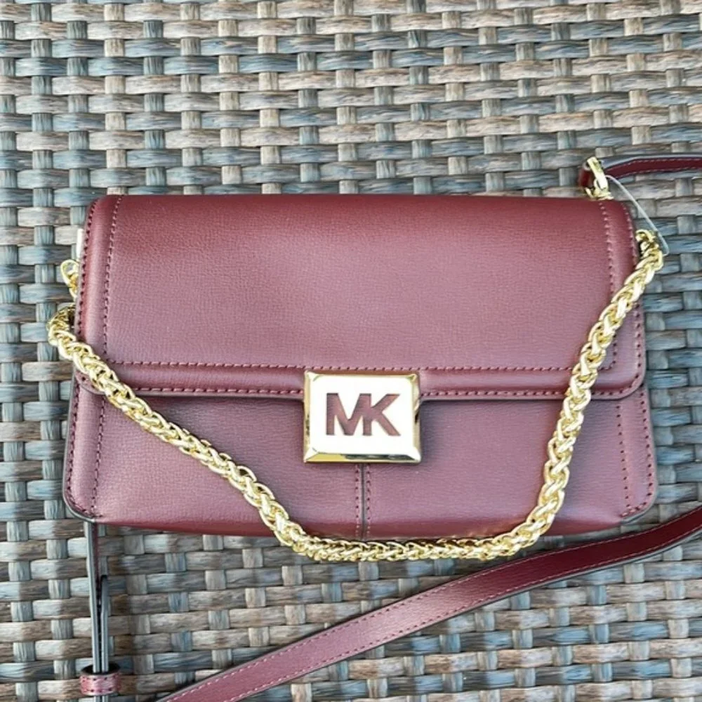 Michael Kors Sonia Medium Leather Shoulder Bag Merlot